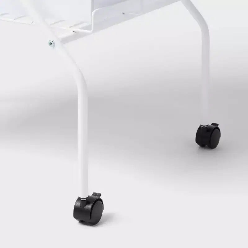 Carrello Pieghevole a 2 Ripiani con Ruote e Contenitori Bianco – Montaggio da 1 Persona