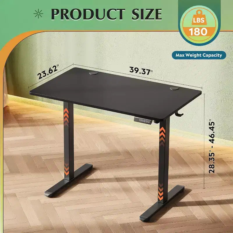 Scrivania elettrica regolabile in altezza nera 120×60 cm | Singola | 4 memorie preimpostate