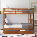 Letto a castello matrimoniale con scaletta e cassetti – Espresso / Grigio / Noce / Bianco – Per 2 persone