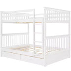 Letto a castello matrimoniale con scaletta e cassetti – Espresso / Grigio / Noce / Bianco – Per 2 persone