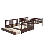 Letto a castello matrimoniale con scaletta e cassetti – Espresso / Grigio / Noce / Bianco – Per 2 persone