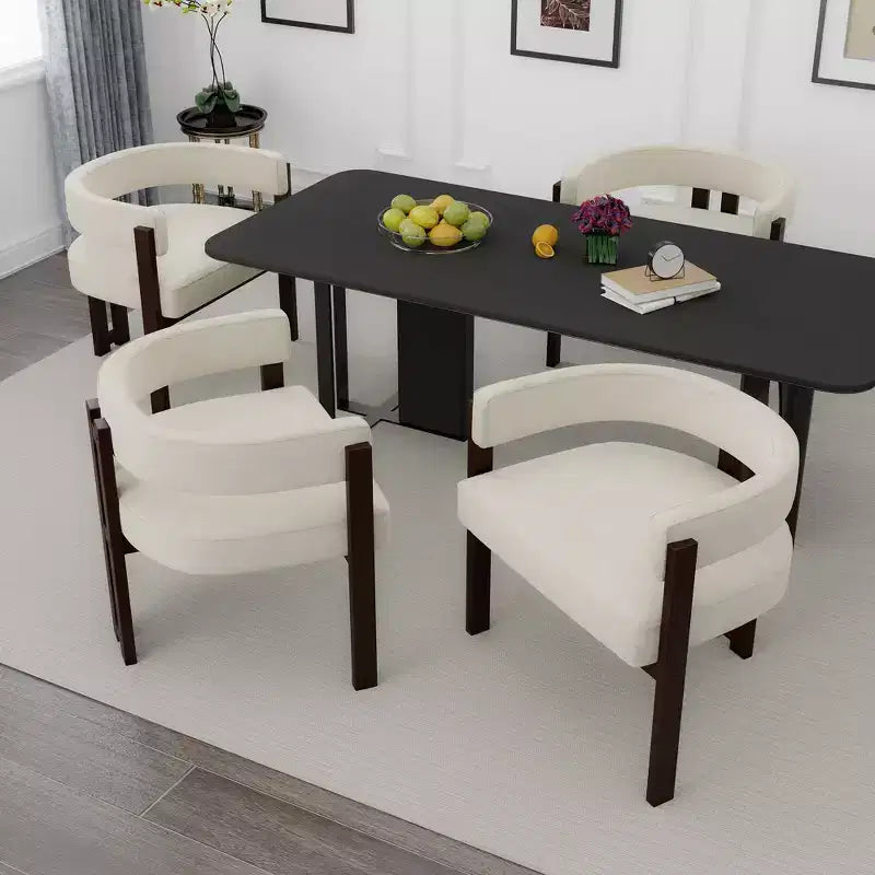Sedia da pranzo imbottita nera/smeraldo/grigia/arancione con base aperta a 3 gambe, set da 2
