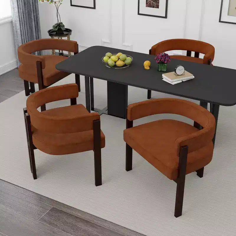 Sedia da pranzo imbottita nera/smeraldo/grigia/arancione con base aperta a 3 gambe, set da 2
