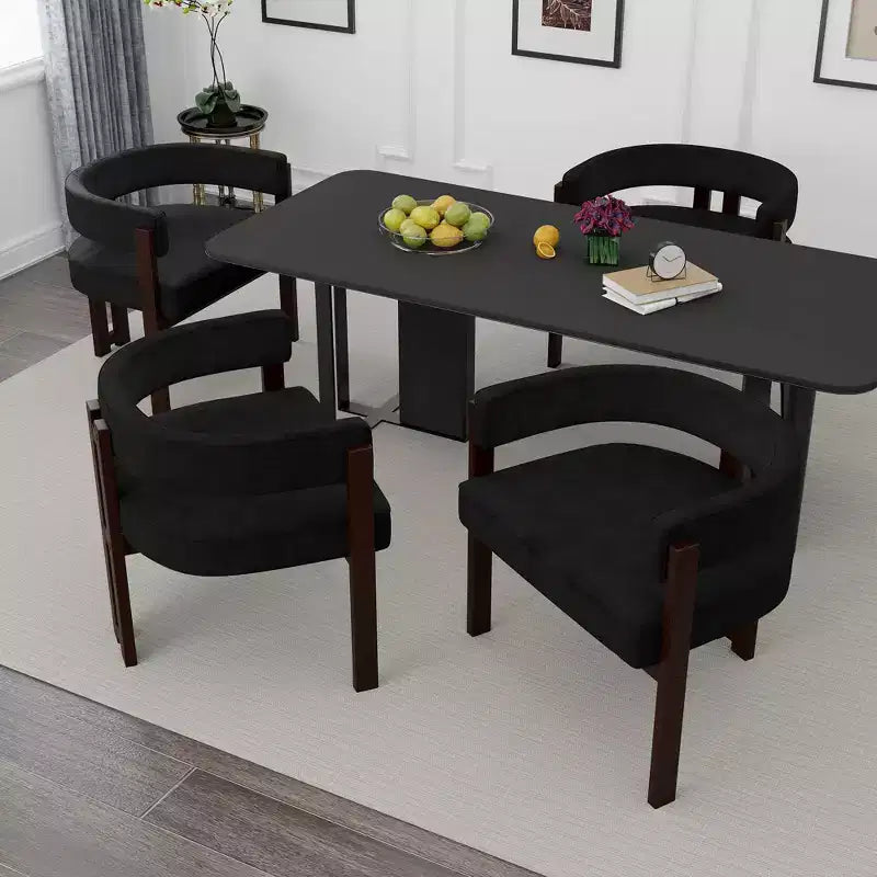 Sedia da pranzo imbottita nera/smeraldo/grigia/arancione con base aperta a 3 gambe, set da 2