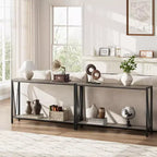 Consolle da 43" a 2 livelli con design a V – Nera / Marrone / Grigia