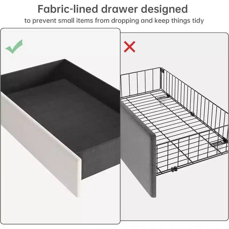 Letto matrimoniale in velluto beige con 4 cassetti contenitore, piattaforma, 2 persone