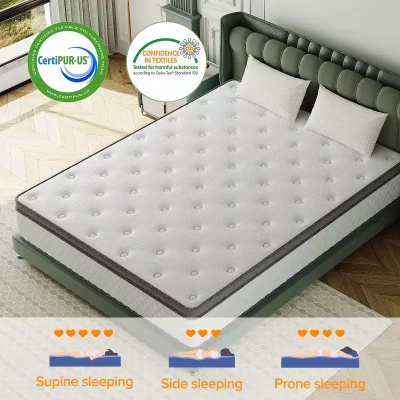 Materasso ibrido bianco – Media rigidità, 1–2 persone