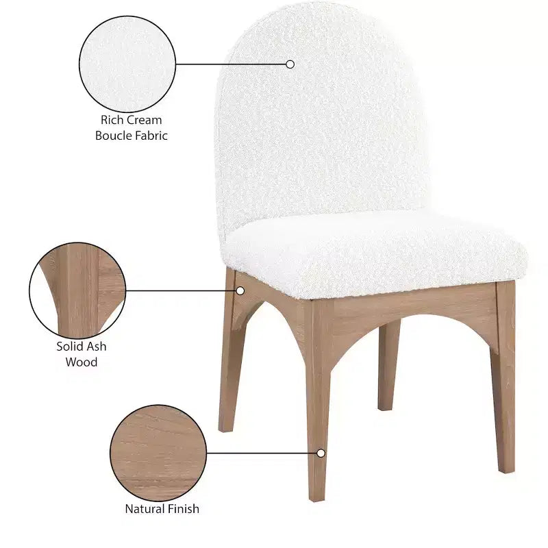 Sedia da Pranzo in Tessuto Bouclé Nero/Crema – Stile Art Déco, 1 Posto