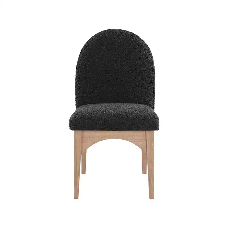 Sedia da Pranzo in Tessuto Bouclé Nero/Crema – Stile Art Déco, 1 Posto