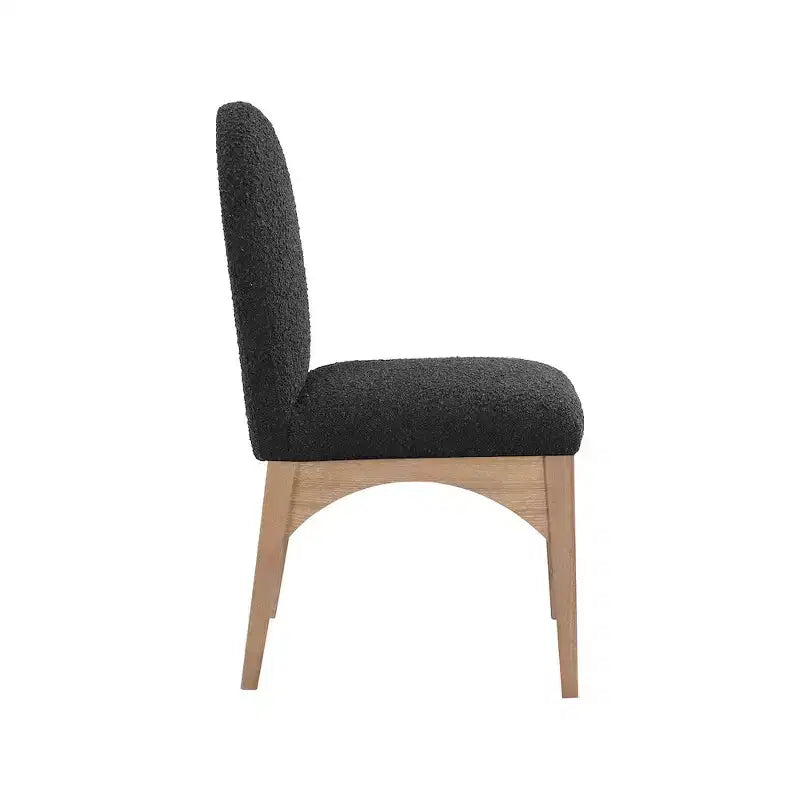 Sedia da Pranzo in Tessuto Bouclé Nero/Crema – Stile Art Déco, 1 Posto