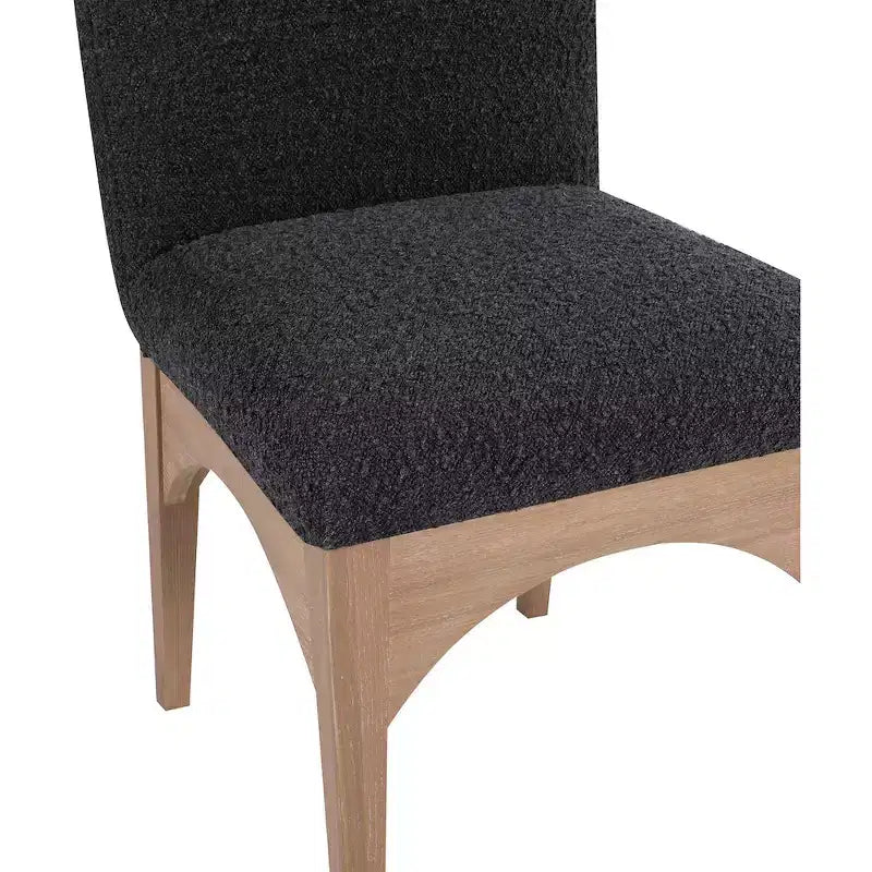 Sedia da Pranzo in Tessuto Bouclé Nero/Crema – Stile Art Déco, 1 Posto
