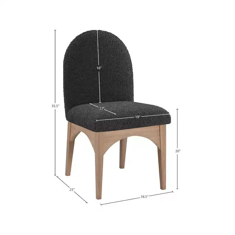 Sedia da Pranzo in Tessuto Bouclé Nero/Crema – Stile Art Déco, 1 Posto
