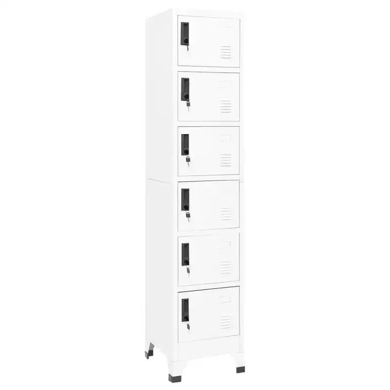 Armadietto Portascarpe in Acciaio Bianco a 6 Ante, H 180 cm – per 1–6 Utenti