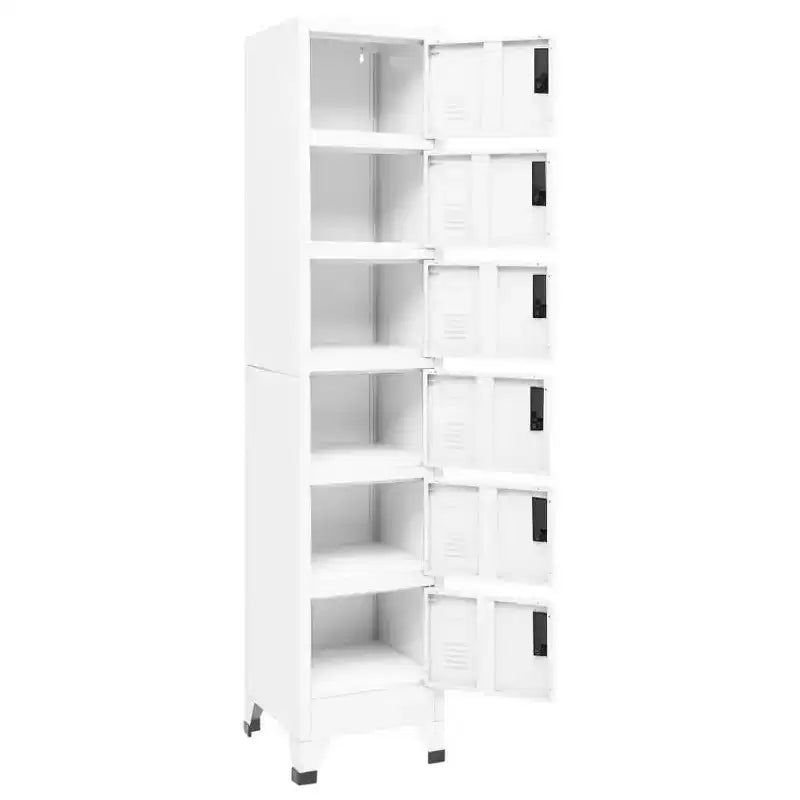 Armadietto Portascarpe in Acciaio Bianco a 6 Ante, H 180 cm – per 1–6 Utenti