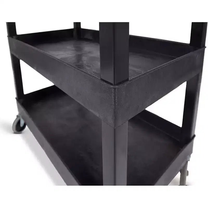 Carrello di servizio nero a 2 ripiani con ruote, 115,5 cm x 62,2 cm, capacità 226,8 kg