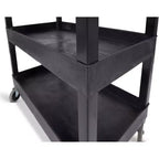 Carrello di servizio nero a 2 ripiani con ruote, 115,5 cm x 62,2 cm, capacità 226,8 kg