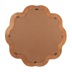 Specchio da Parete Rotondo in Rattan Naturale Marrone con Bordo Festonato, Singolo