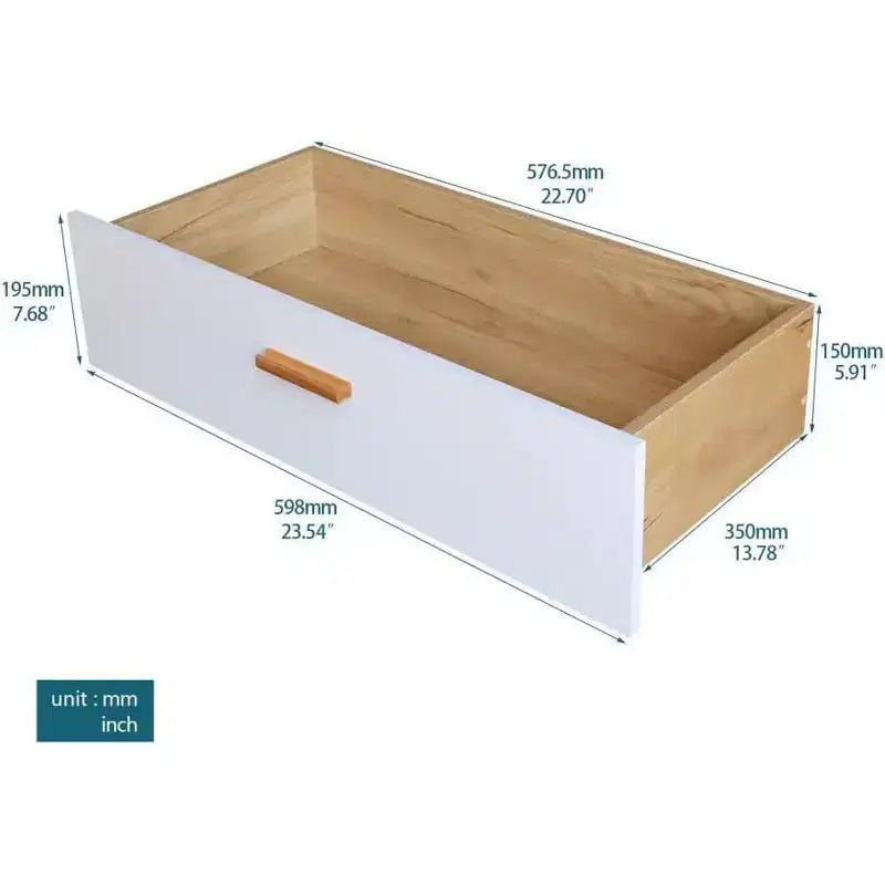 Credenza bianca a 6 cassetti, buffet moderno per 1-2 utenti, 119 cm di larghezza