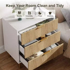 Comò a 3 cassetti – Verde / Naturale / Rosa / Bianco, Legno Moderno, Singolo
