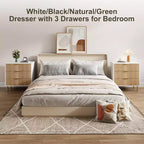Comò a 3 cassetti – Verde / Naturale / Rosa / Bianco, Legno Moderno, Singolo