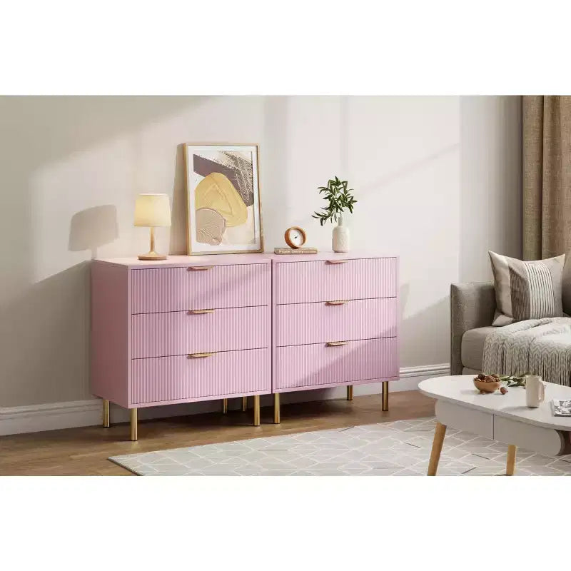 Comò a 3 cassetti – Verde / Naturale / Rosa / Bianco, Legno Moderno, Singolo