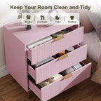 Comò a 3 cassetti – Verde / Naturale / Rosa / Bianco, Legno Moderno, Singolo