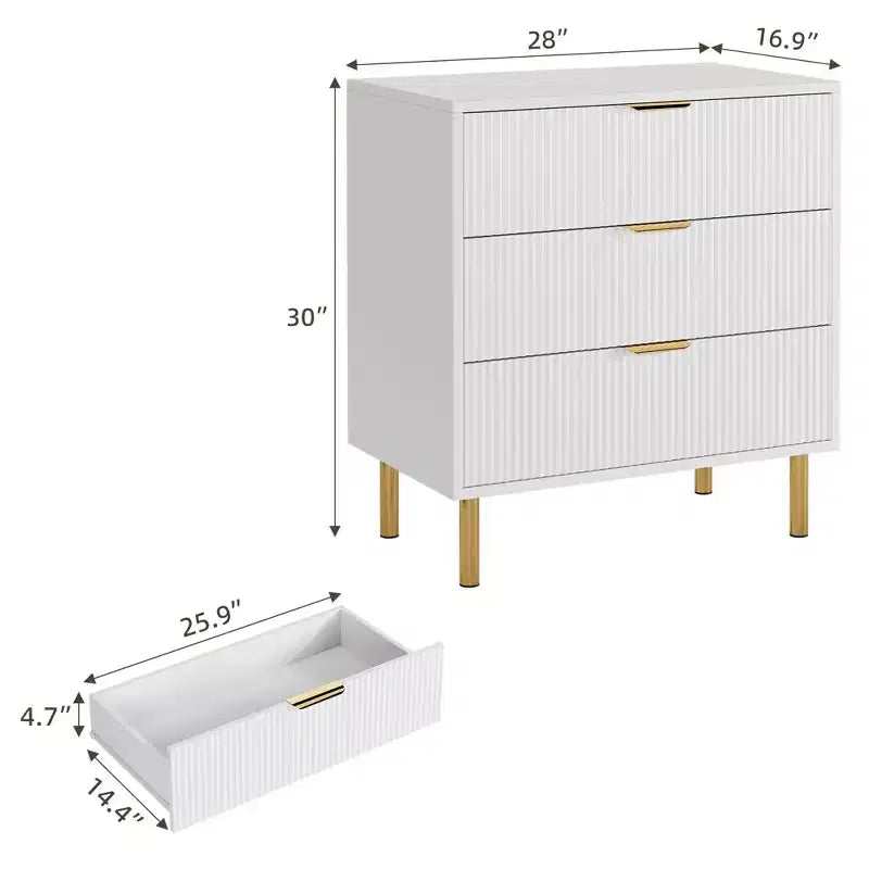 Comò a 3 cassetti – Verde / Naturale / Rosa / Bianco, Legno Moderno, Singolo