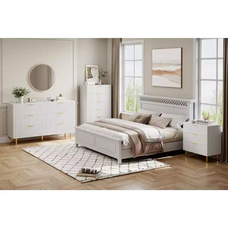 Comò a 3 cassetti – Verde / Naturale / Rosa / Bianco, Legno Moderno, Singolo