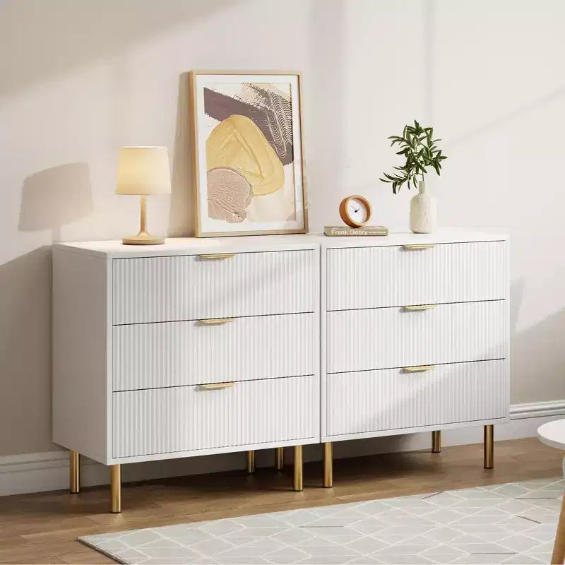 Comò a 3 cassetti – Verde / Naturale / Rosa / Bianco, Legno Moderno, Singolo