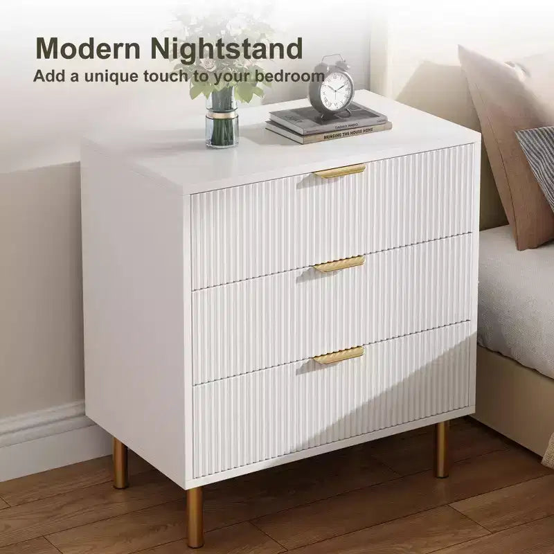Comò a 3 cassetti – Verde / Naturale / Rosa / Bianco, Legno Moderno, Singolo