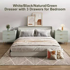 Comò a 3 cassetti – Verde / Naturale / Rosa / Bianco, Legno Moderno, Singolo