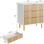 Comò a 3 cassetti – Verde / Naturale / Rosa / Bianco, Legno Moderno, Singolo