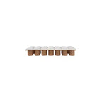 Panca in tessuto bouclé color crema, finitura noce, 4 posti a sedere