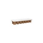 Panca in tessuto bouclé color crema, finitura noce, 4 posti a sedere