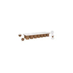 Panca in tessuto bouclé color crema, finitura noce, 4 posti a sedere