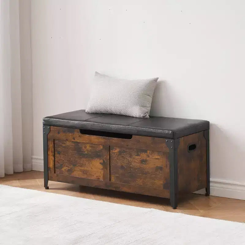 Lift-Top Storage Bench - Entryway Shoe Storage with Safety Hinges & Multi-Functional Design