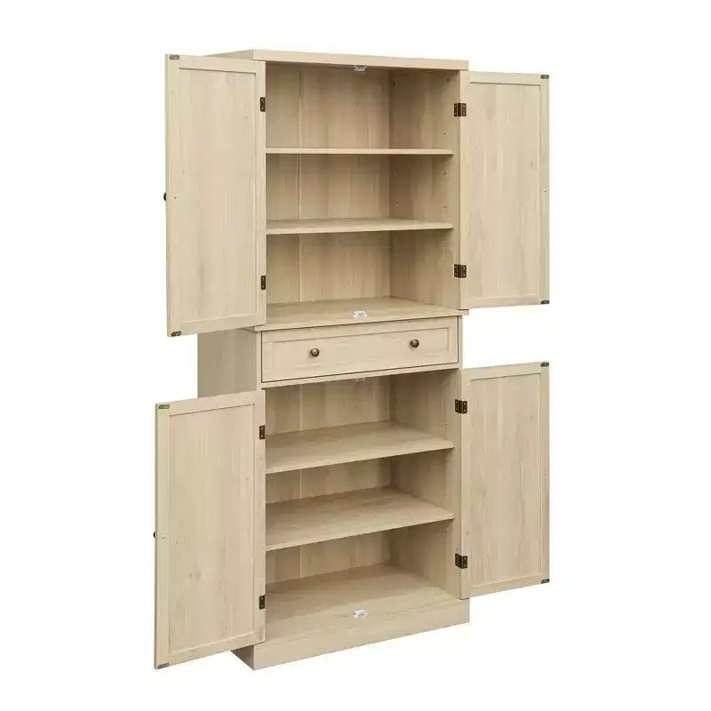 Mobile Contenitore Alto | Marrone / Naturale / Noce | 4 Ante 4 Ripiani | Montaggio per Una Persona