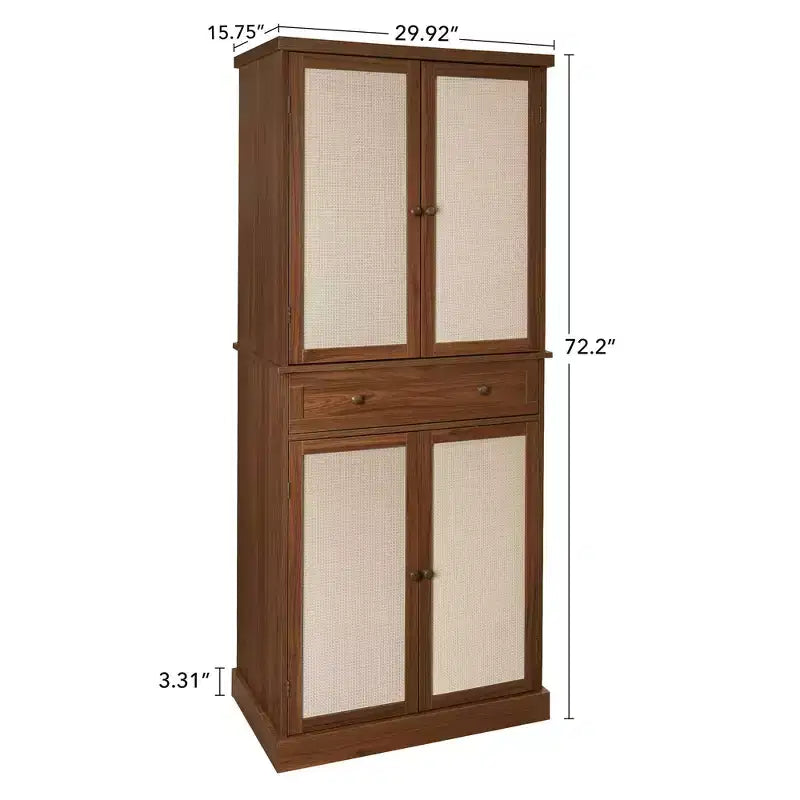 Mobile Contenitore Alto | Marrone / Naturale / Noce | 4 Ante 4 Ripiani | Montaggio per Una Persona
