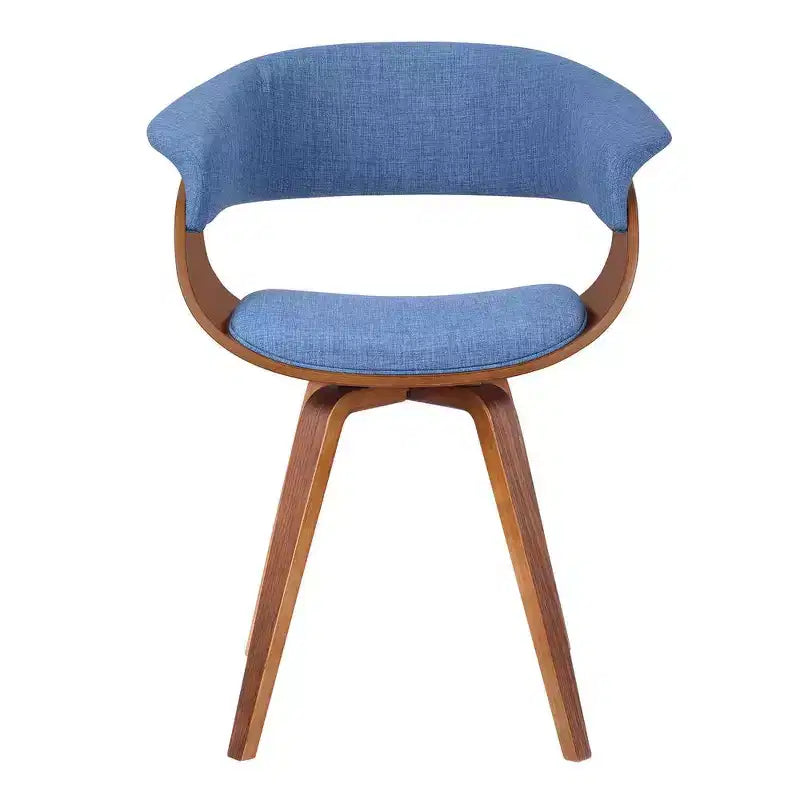 Sedia occasionale blu in tessuto e legno di noce in stile Mid-Century – 1 posto a sedere