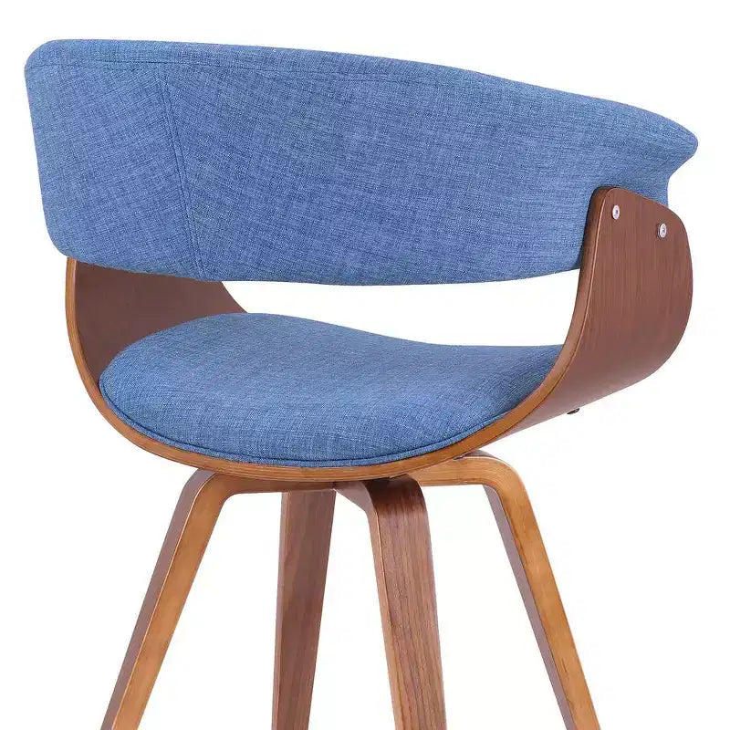 Sedia occasionale blu in tessuto e legno di noce in stile Mid-Century – 1 posto a sedere