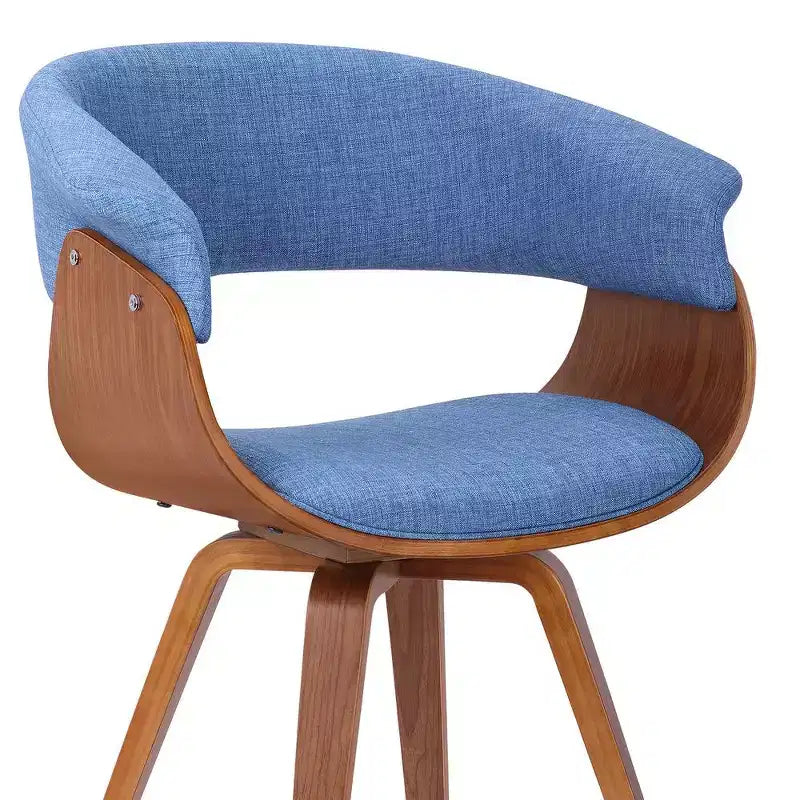 Sedia occasionale blu in tessuto e legno di noce in stile Mid-Century – 1 posto a sedere
