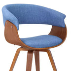 Sedia occasionale blu in tessuto e legno di noce in stile Mid-Century – 1 posto a sedere