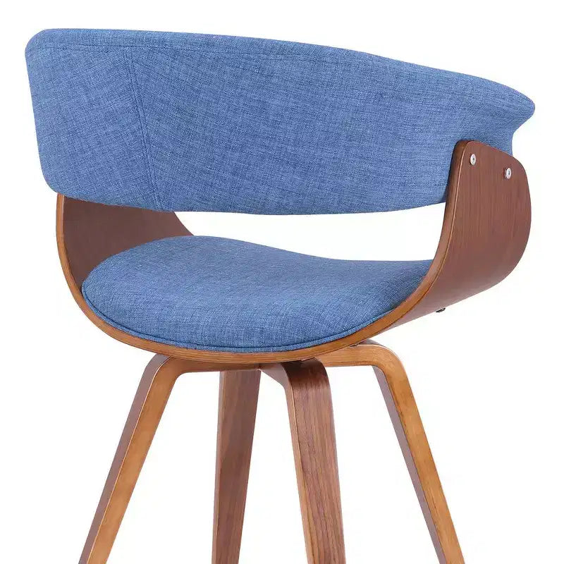 Sedia occasionale blu in tessuto e legno di noce in stile Mid-Century – 1 posto a sedere