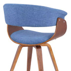 Sedia occasionale blu in tessuto e legno di noce in stile Mid-Century – 1 posto a sedere