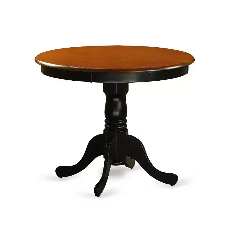 Set tavolo da pranzo rotondo con piedistallo, nero e ciliegio, per 2 persone (3 pezzi)