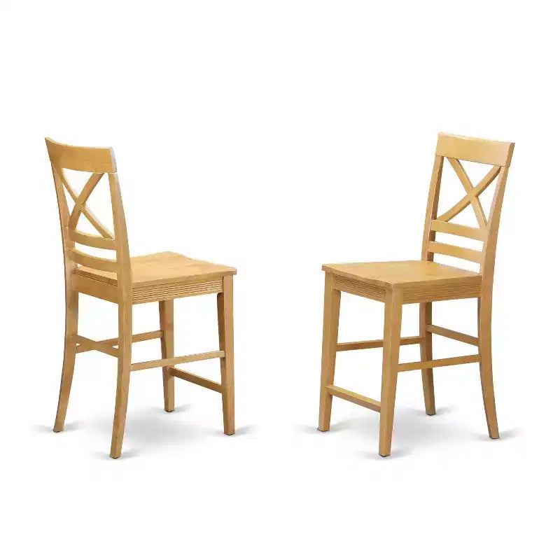 Set da pranzo in rovere altezza bancone, tavolo quadrato e 4 sedie, 4 posti