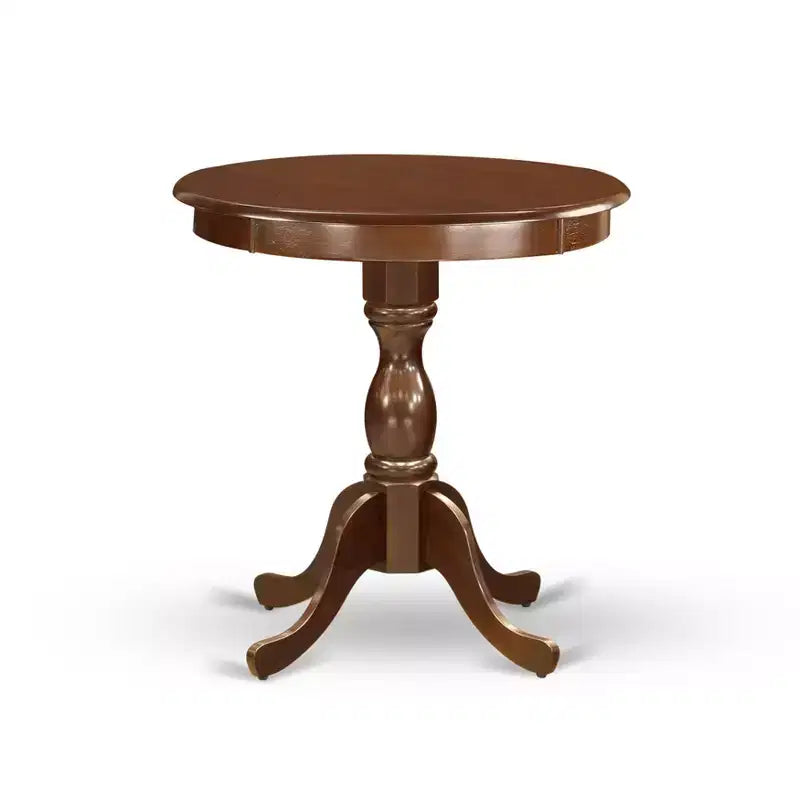Set da pranzo rotondo in 3 pezzi, finitura mogano, 2 posti a sedere
