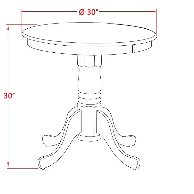 Set da pranzo rotondo in 3 pezzi, finitura mogano, 2 posti a sedere