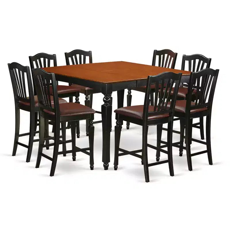 Set da pranzo quadrato alto 9 pezzi con 8 posti a sedere