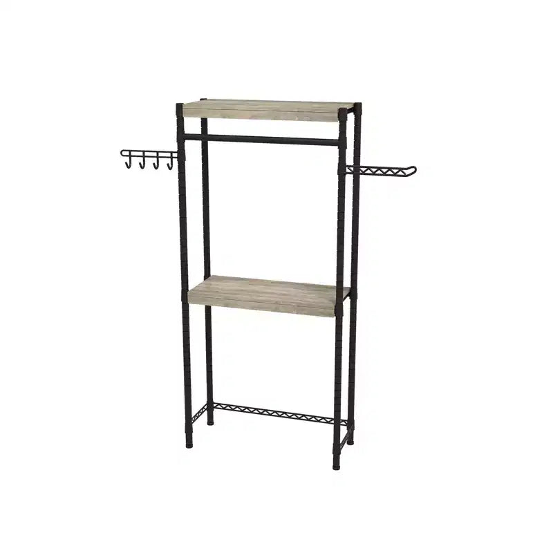 Stendibiancheria Nero Regolabile per Sopra Lavatrice e Asciugatrice, 188 cm, Monouso, 2 Ganci